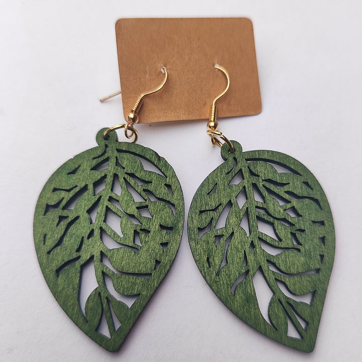 Aretes "Hoja Monstera" Madera grandes #3
