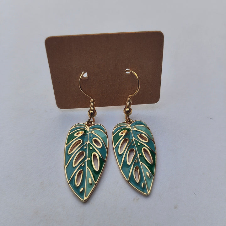 Aretes Hoja Alocasia esmaltados