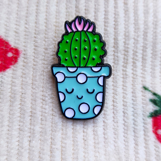 Pin Esmaltado Cactus Azul Sonriente