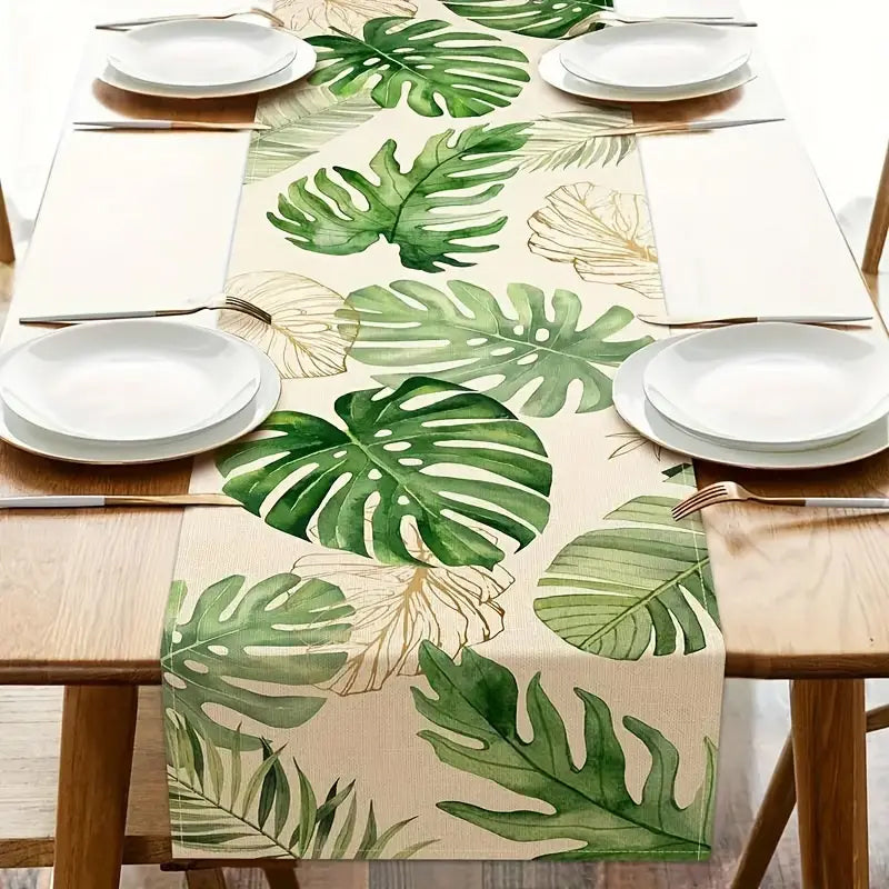 Centro de Mesa ilustrado con hojas de Monstera